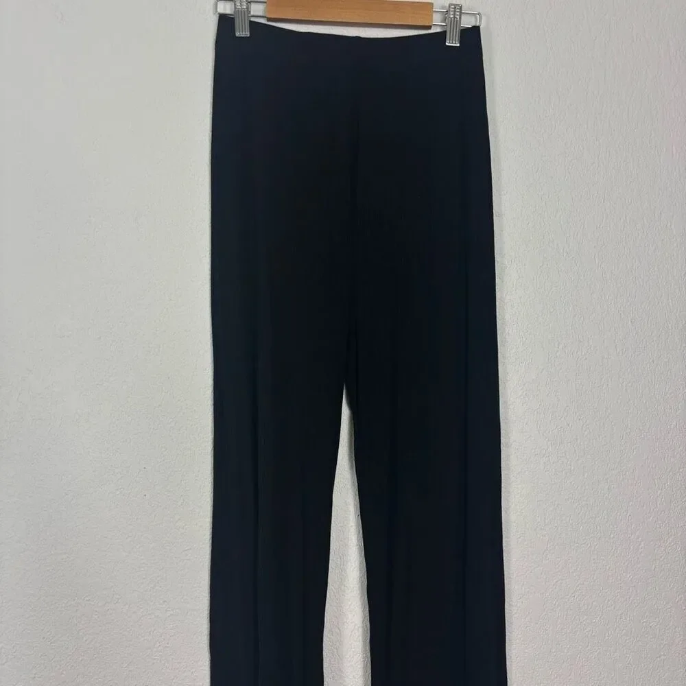 Skims Black Ribbed Loose Flare Pants Women's‎ Size XS